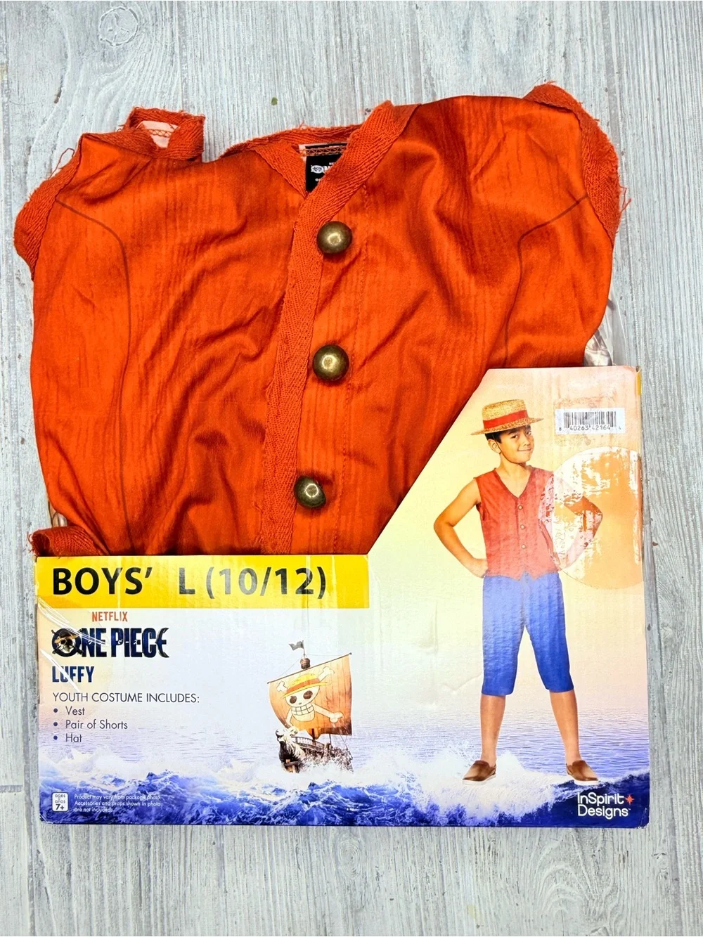 InSpirit Designs One Piece Kids Monkey D. Luffy halloween Costume cosplay 10-12